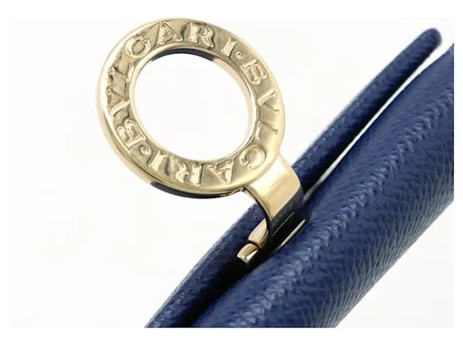 Bulgari Tarjetero de cuero azul Bvlgari 